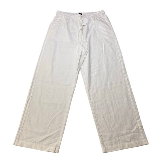 J.Crew Linen-Blend Wide-Leg Drawstring Pants White Size 8 NWT - Picture 2 of 5